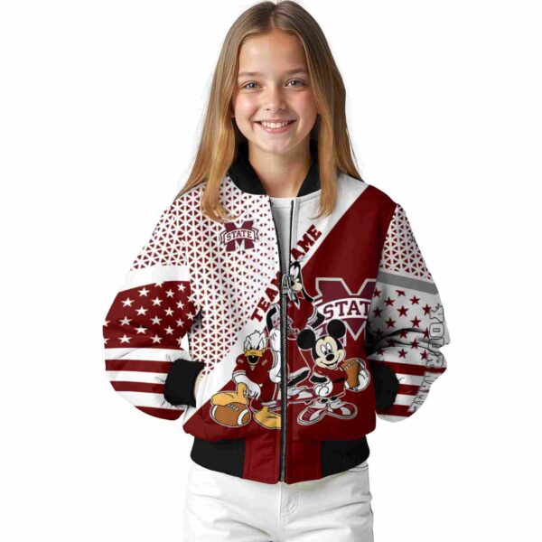 customized mississippi state bulldogs mickey donald goofy maroon white jacket top rated jacketwow