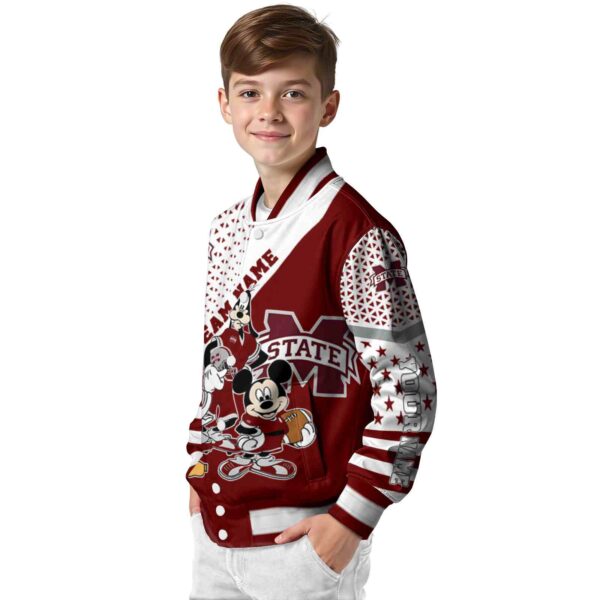 customized mississippi state bulldogs mickey donald goofy maroon white jacket trendy jacketwow