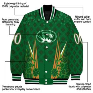 customized missouri tigers shamrock pattern green jacket new arrival jacketwow
