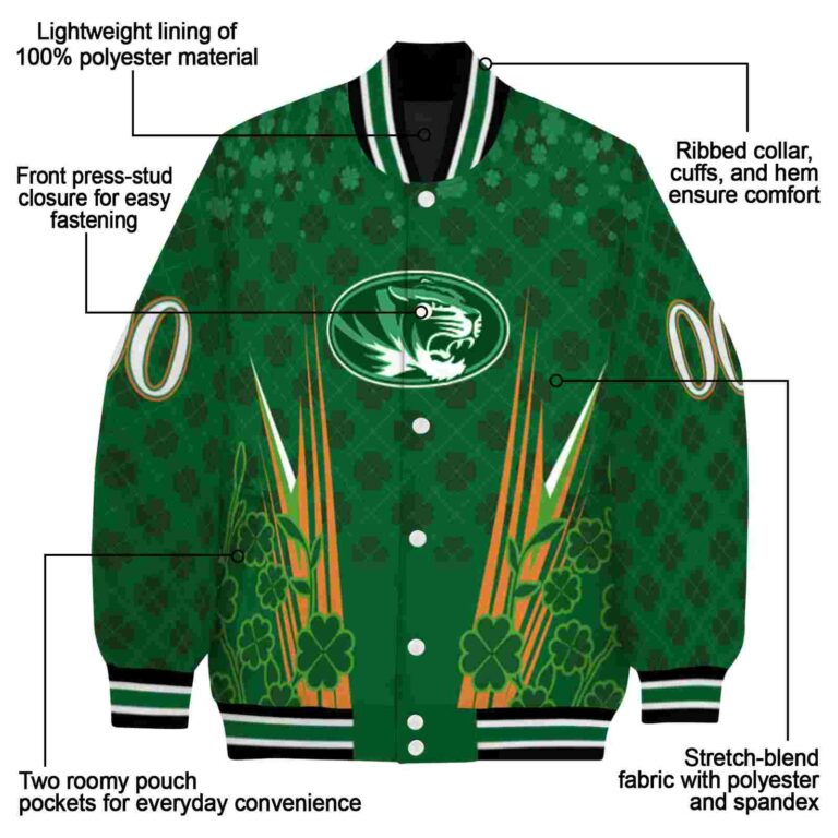 customized missouri tigers shamrock pattern green jacket new arrival jacketwow