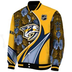 customized nashville predators floral print gold jacket best selling jacketwow