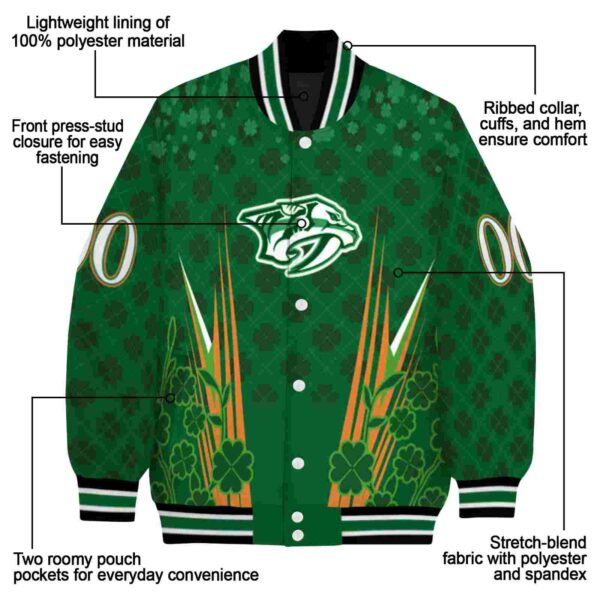 customized nashville predators shamrock pattern green jacket new arrival jacketwow