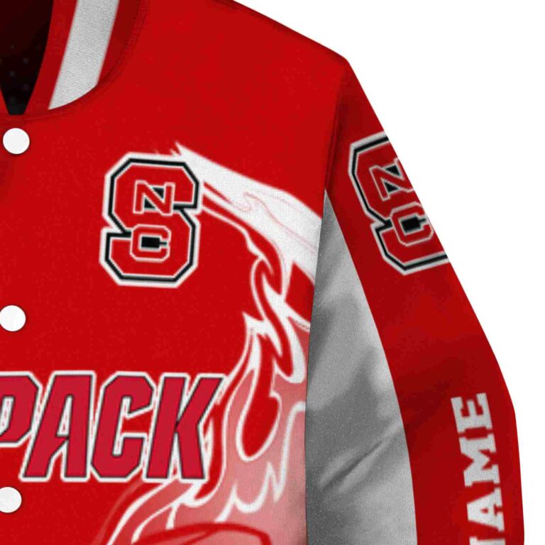 customized nc state wolfpack flaming football red white jacket premium grade jacketwow