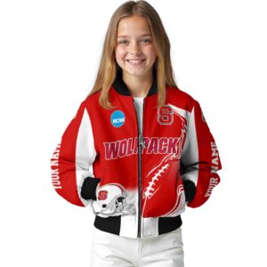 customized nc state wolfpack flaming football red white jacket top rated jacketwow