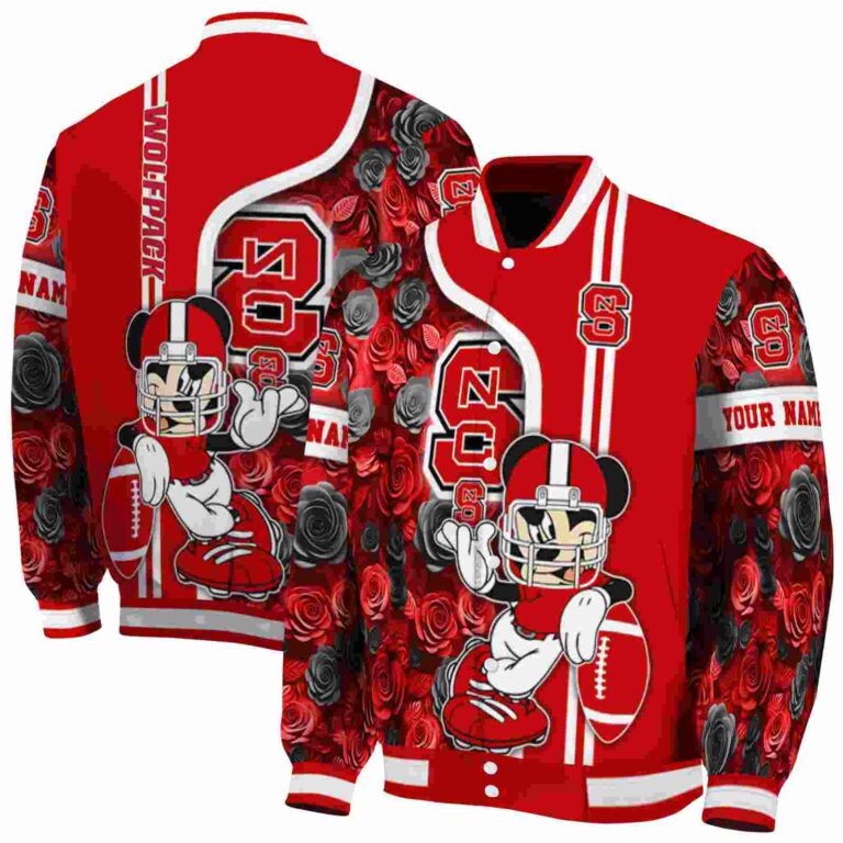customized nc state wolfpack rose mickey red jacket fashion forward jacketwow