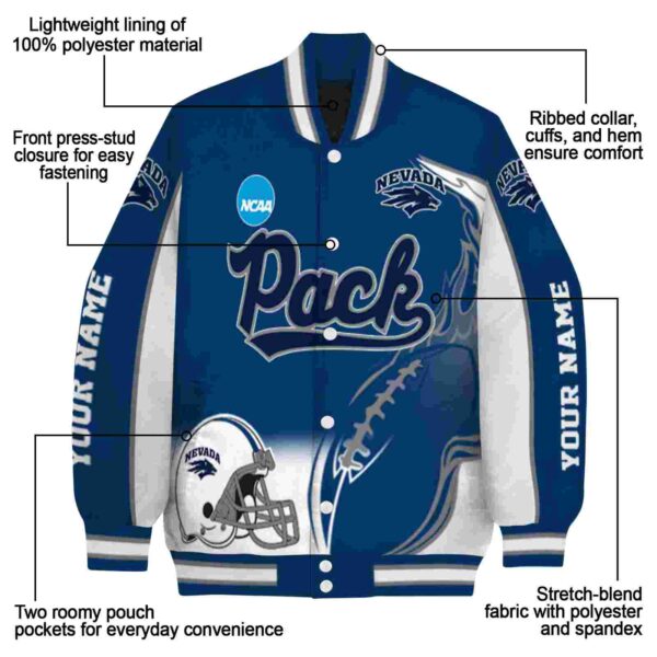 customized nevada wolf pack flaming football blue white jacket new arrival jacketwow