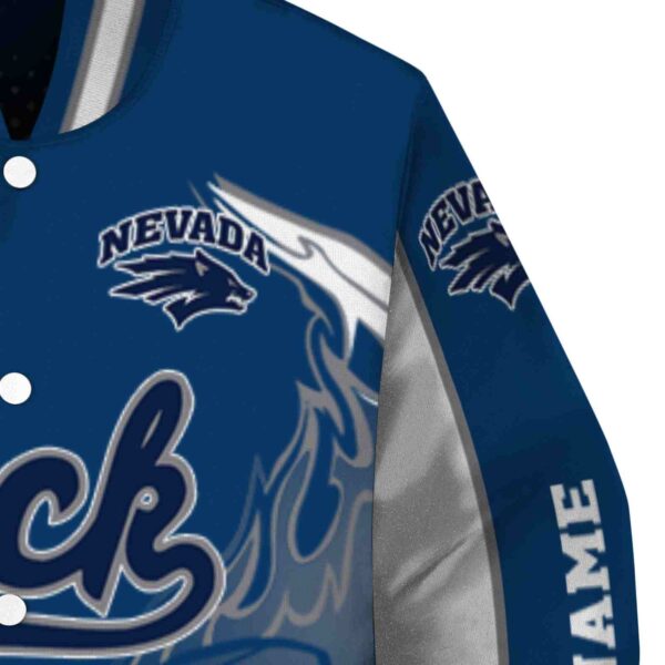customized nevada wolf pack flaming football blue white jacket premium grade jacketwow