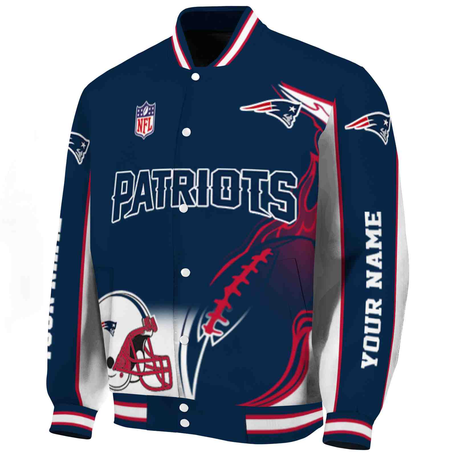 customized new england patriots flaming football blue white jacket best selling jacketwow customized new england patriots flaming football blue white jacket best selling jacketwow