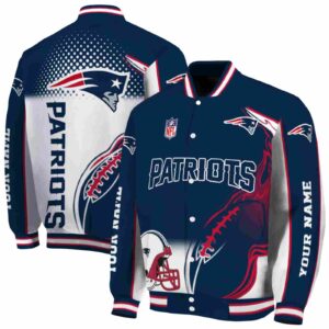 customized new england patriots flaming football blue white jacket fashion forward jacketwow