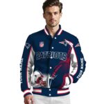 customized new england patriots flaming football blue white jacket best selling jacketwow