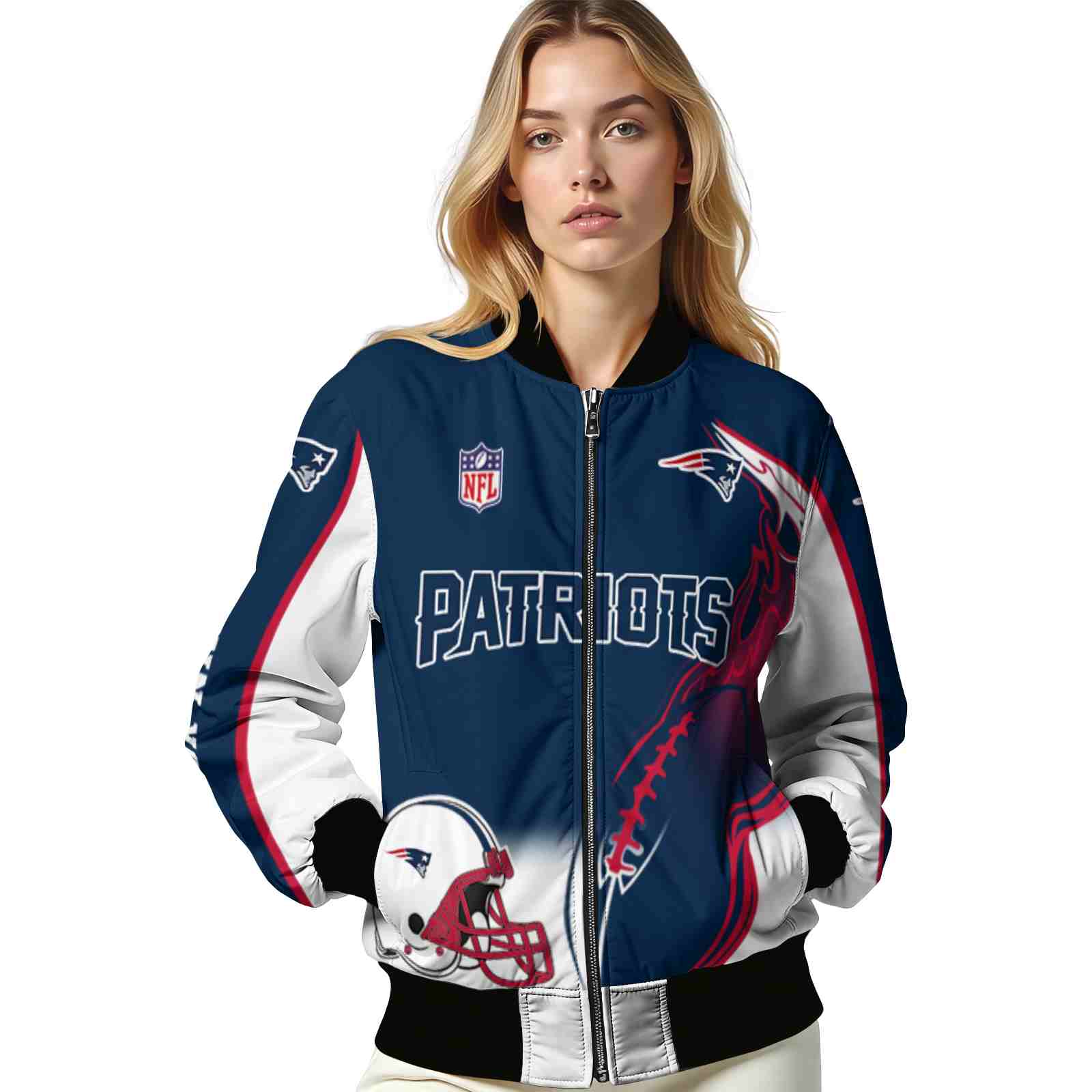 customized new england patriots flaming football blue white jacket latest model jacketwow customized new england patriots flaming football blue white jacket latest model jacketwow