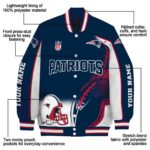 customized new england patriots flaming football blue white jacket best selling jacketwow