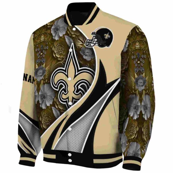 customized new orleans saints floral print gold jacket best selling jacketwow