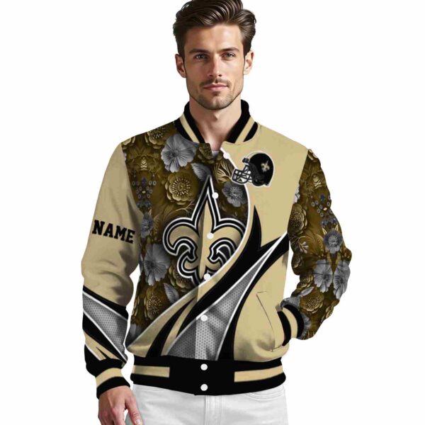 customized new orleans saints floral print gold jacket high quality jacketwow