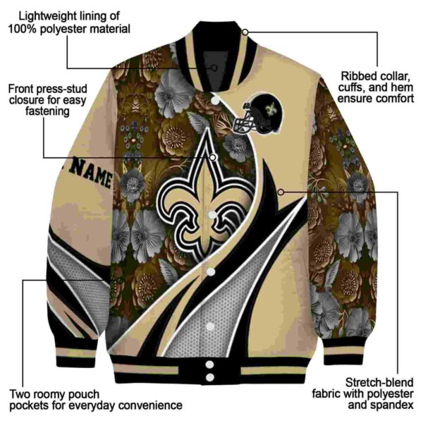 customized new orleans saints floral print gold jacket new arrival jacketwow