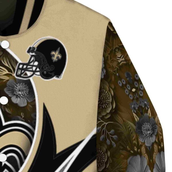 customized new orleans saints floral print gold jacket premium grade jacketwow