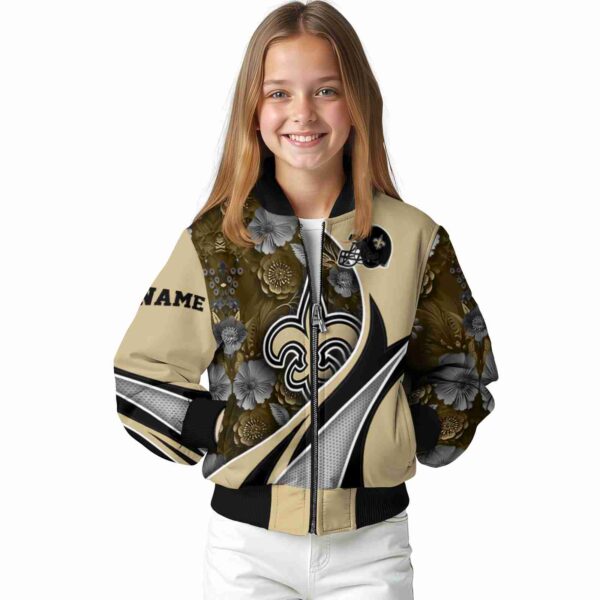 customized new orleans saints floral print gold jacket top rated jacketwow
