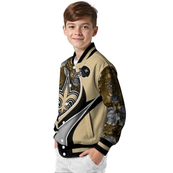 customized new orleans saints floral print gold jacket trendy jacketwow