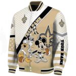 customized new orleans saints mickey donald goofy gold white jacket best selling jacketwow