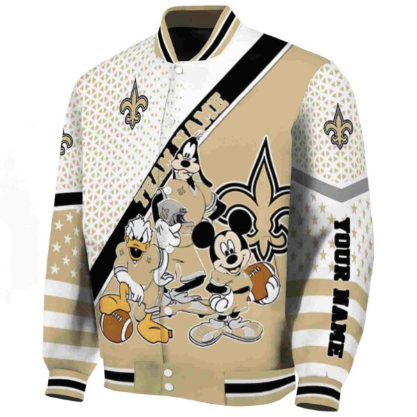 customized new orleans saints mickey donald goofy gold white jacket best selling jacketwow