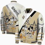 customized new orleans saints mickey donald goofy gold white jacket best selling jacketwow