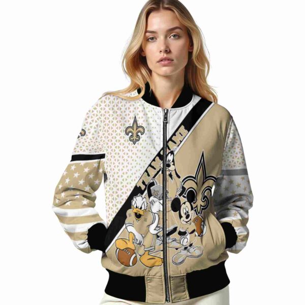 customized new orleans saints mickey donald goofy gold white jacket latest model jacketwow