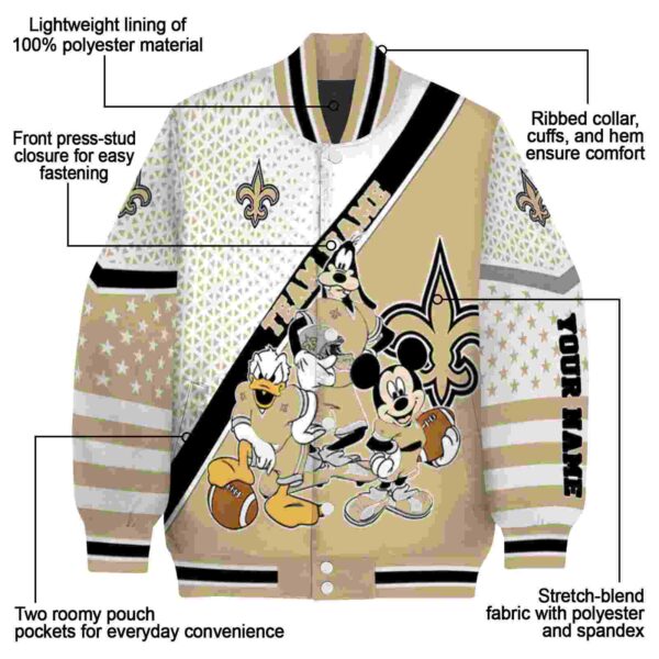 customized new orleans saints mickey donald goofy gold white jacket new arrival jacketwow