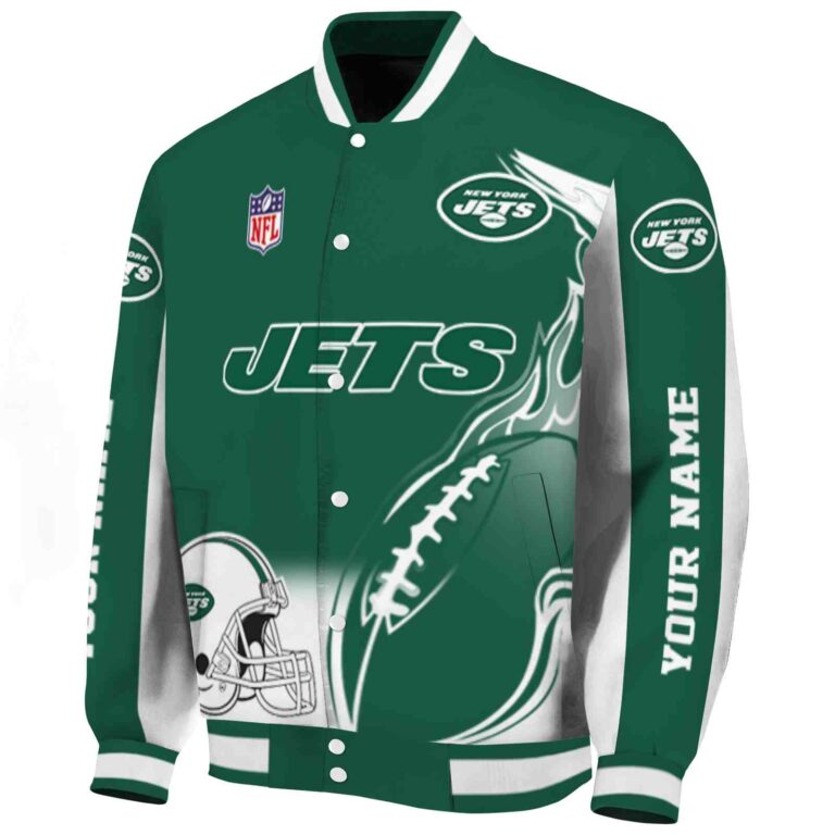 customized new york jets flaming football green white jacket best selling jacketwow