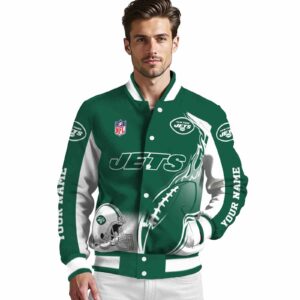 customized new york jets flaming football green white jacket high quality jacketwow