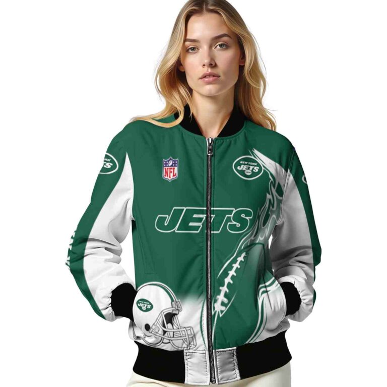 customized new york jets flaming football green white jacket latest model jacketwow