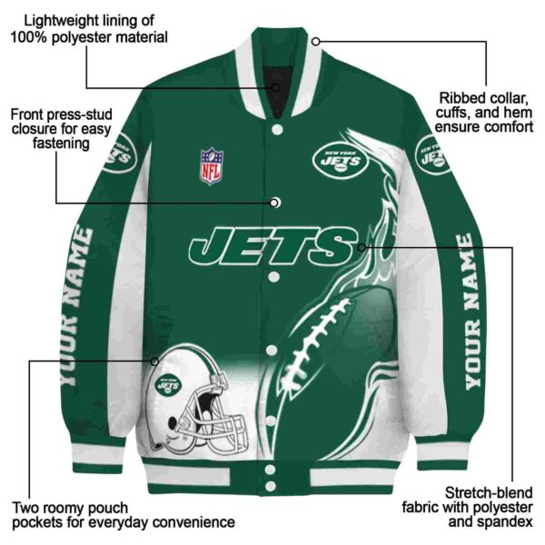 customized new york jets flaming football green white jacket new arrival jacketwow