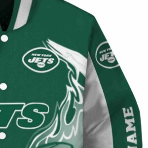 customized new york jets flaming football green white jacket premium grade jacketwow