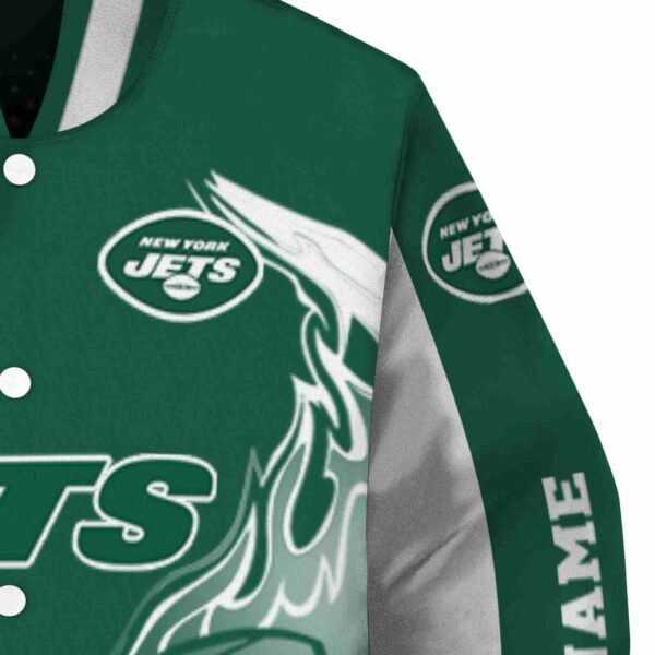customized new york jets flaming football green white jacket premium grade jacketwow