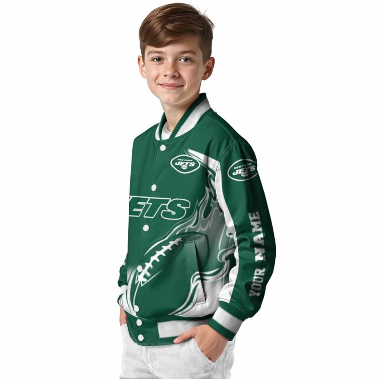 customized new york jets flaming football green white jacket trendy jacketwow