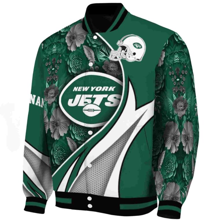 customized new york jets floral print green jacket best selling jacketwow