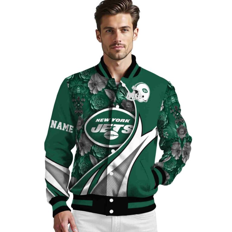 customized new york jets floral print green jacket high quality jacketwow