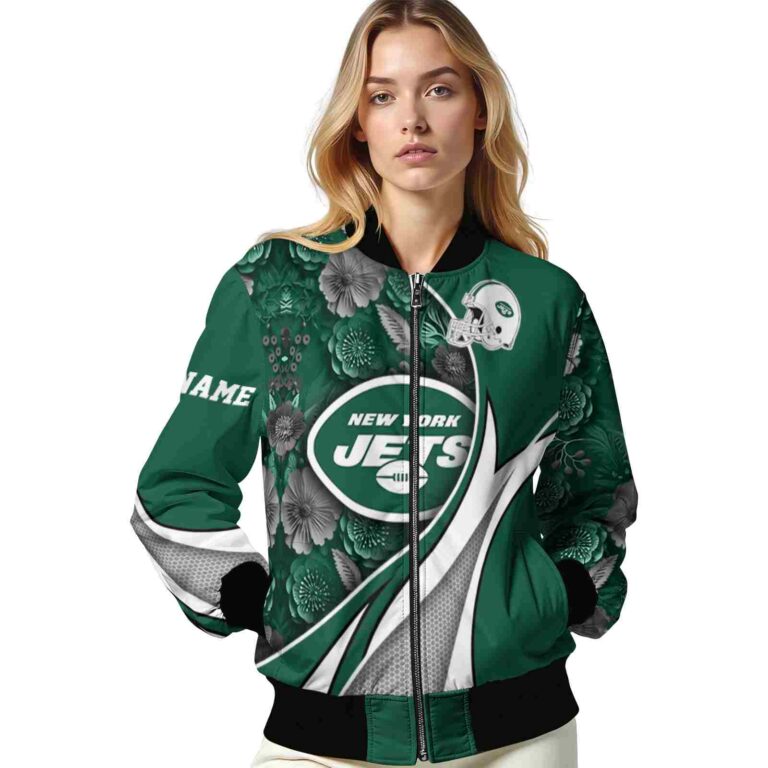 customized new york jets floral print green jacket latest model jacketwow