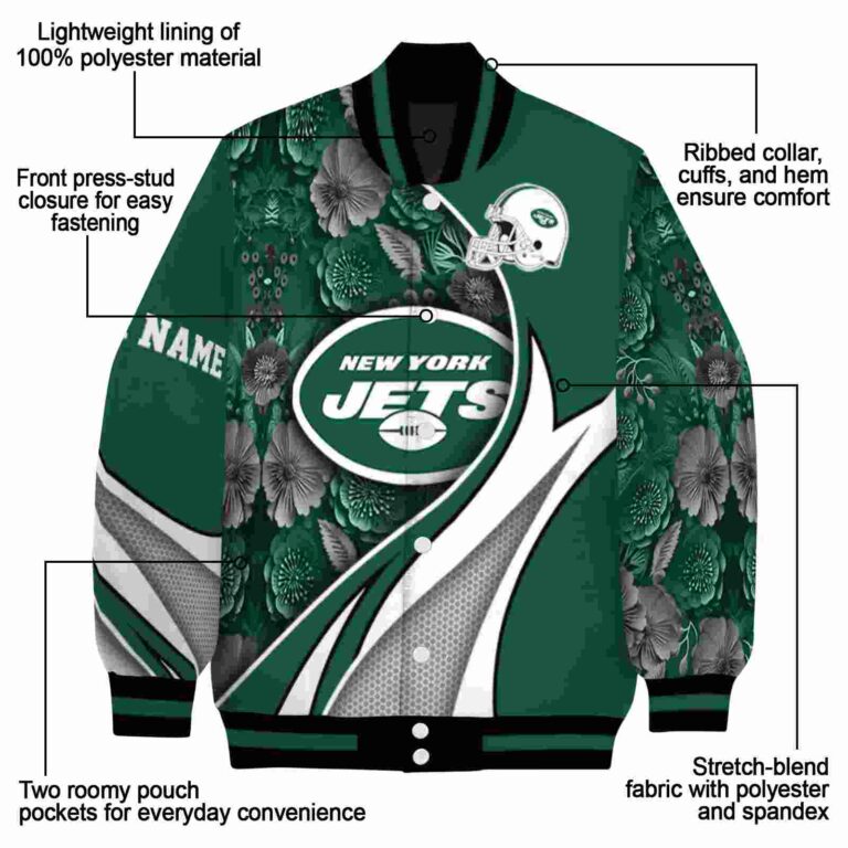 customized new york jets floral print green jacket new arrival jacketwow