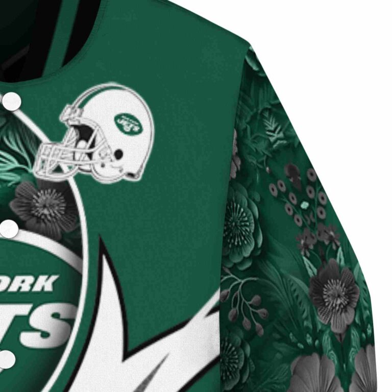 customized new york jets floral print green jacket premium grade jacketwow