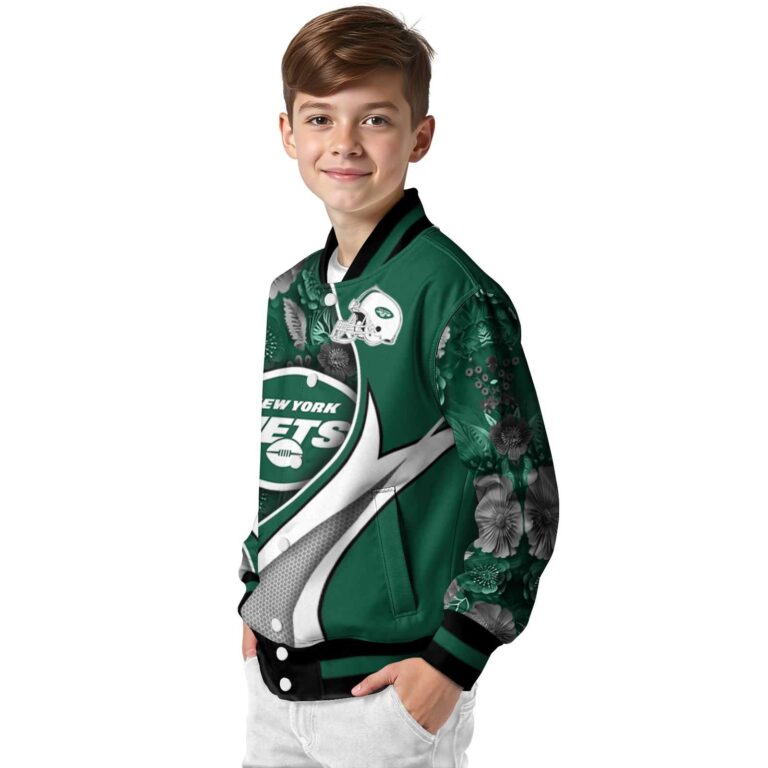 customized new york jets floral print green jacket trendy jacketwow