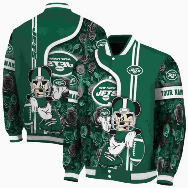 customized new york jets rose mickey green jacket fashion forward jacketwow