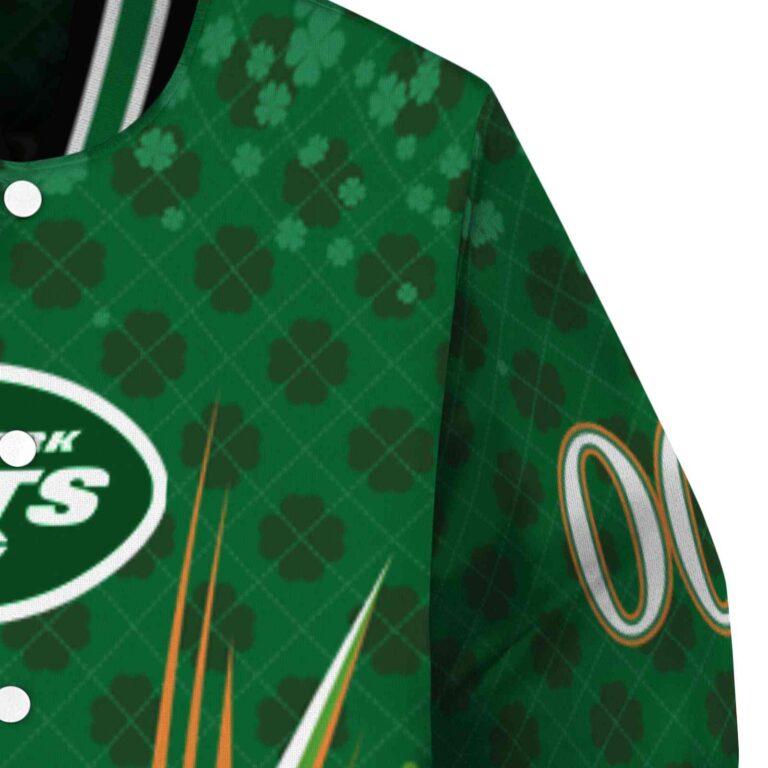 customized new york jets shamrock pattern green jacket premium grade jacketwow