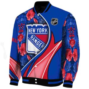 customized new york rangers floral print blue jacket best selling jacketwow