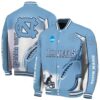 customized north carolina tar heels flaming football light blue white jacket fashion forward jacketwow