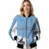 customized north carolina tar heels flaming football light blue white jacket latest model jacketwow