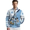 customized north carolina tar heels mickey donald goofy light blue white jacket high quality jacketwow
