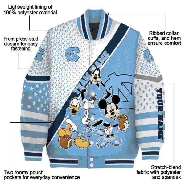 customized north carolina tar heels mickey donald goofy light blue white jacket new arrival jacketwow