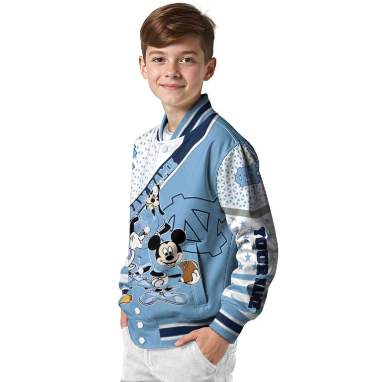 customized north carolina tar heels mickey donald goofy light blue white jacket trendy jacketwow