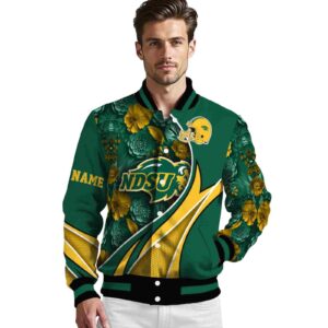customized north dakota state bison floral print green jacket high quality jacketwow