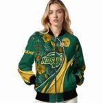 customized north dakota state bison floral print green jacket best selling jacketwow